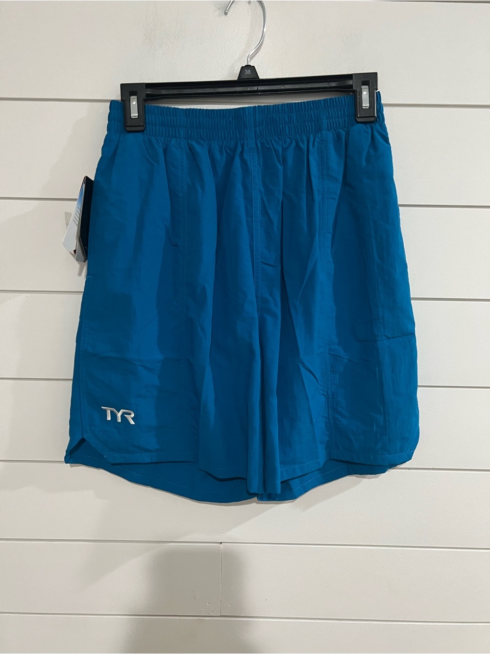 TYR Teal Athletic Swim Shorts with White Logo